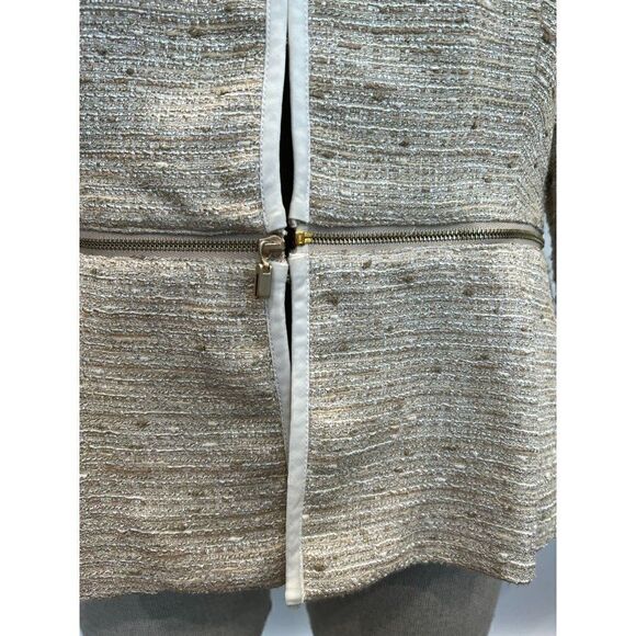 Magashoni Tweed Convertible Jacket in Beige Size 14 - Picture 5 of 9